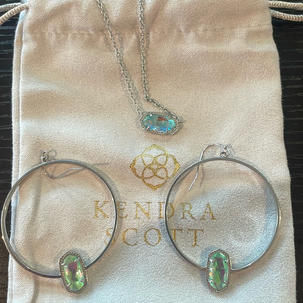 Matching Kendra Scott Drusy Set in iridescent